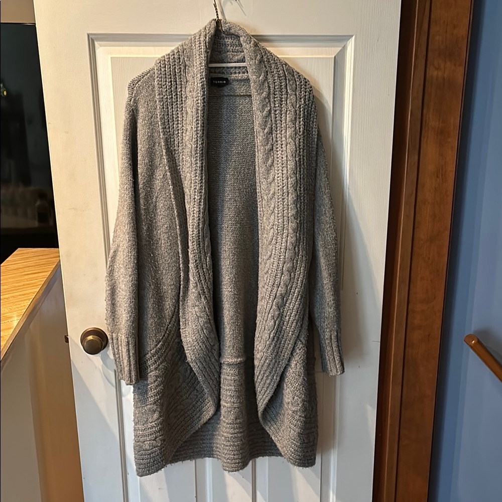 Cozy Gray Open-Front Sweater